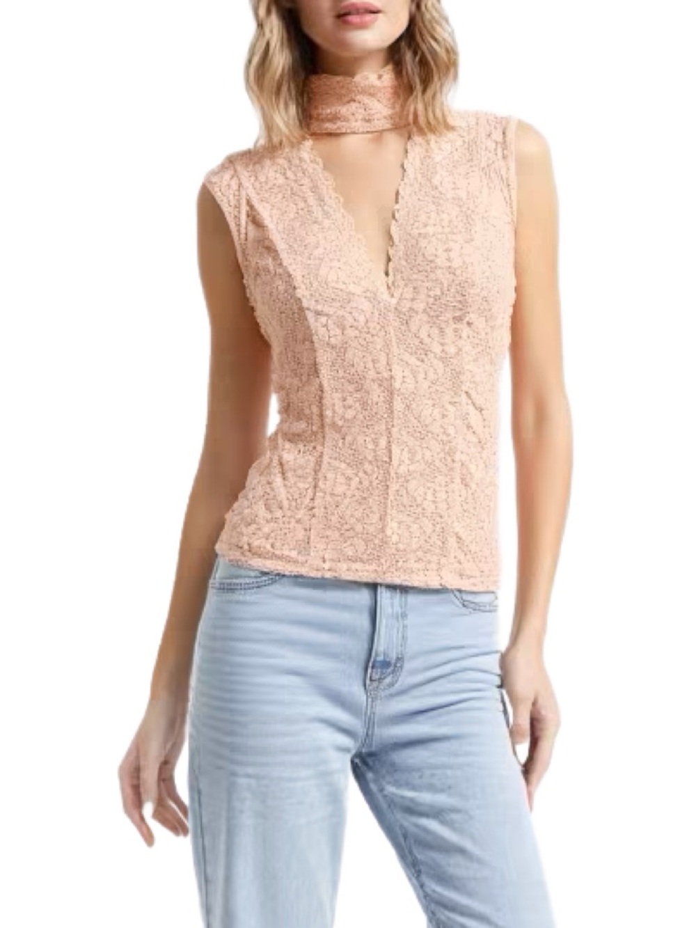 Bebe Christina Lace Trim Tank in Peachy Pink Size Small